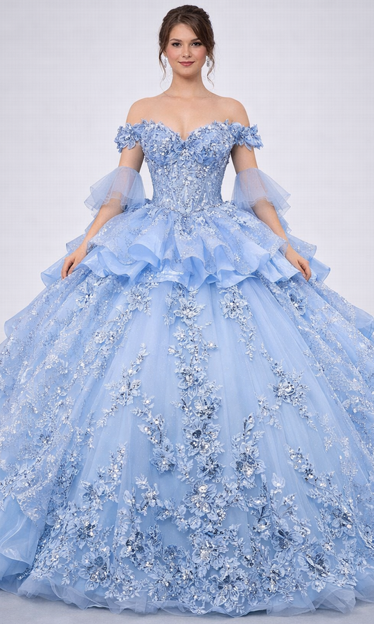 Dancing Queen 5181 - Ruffle Layered Ballgown with Sweetheart Neckline
