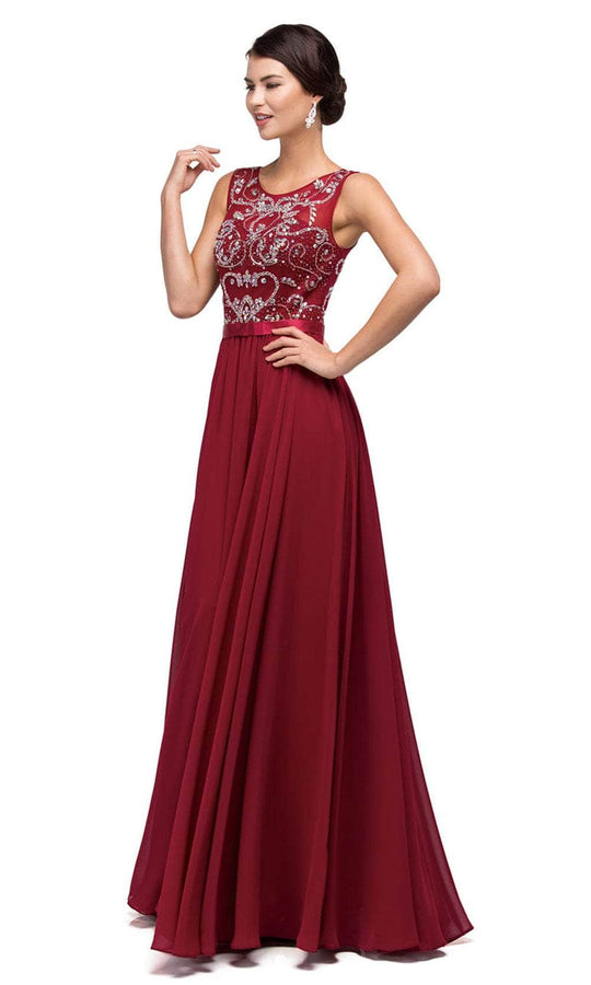 Dancing Queen 8736 - Embellished Pleated A-line Gown
