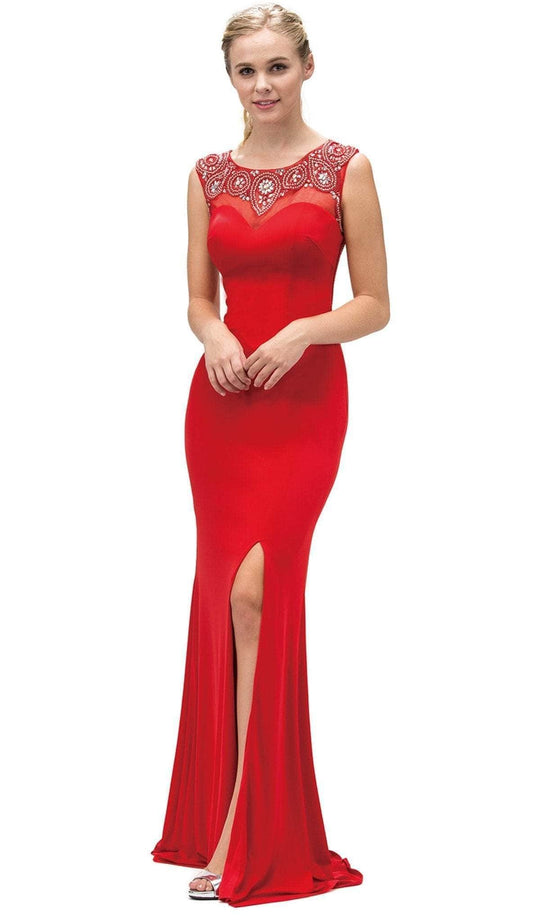 Dancing Queen - 9249 Bejeweled Illusion Evening Dress