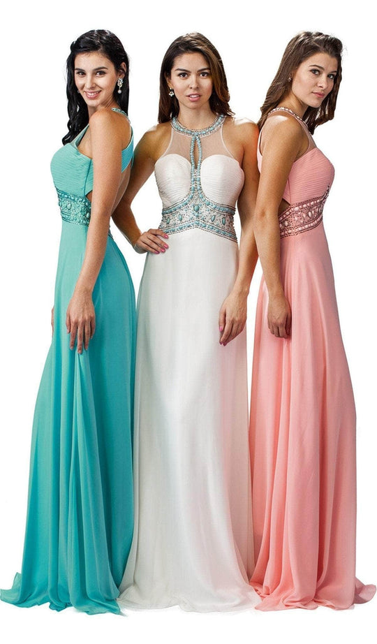 Dancing Queen - Halter Keyhole A-Line Evening Gown 9270