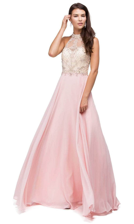Dancing Queen 9293 - Illusion High Halter Prom Gown