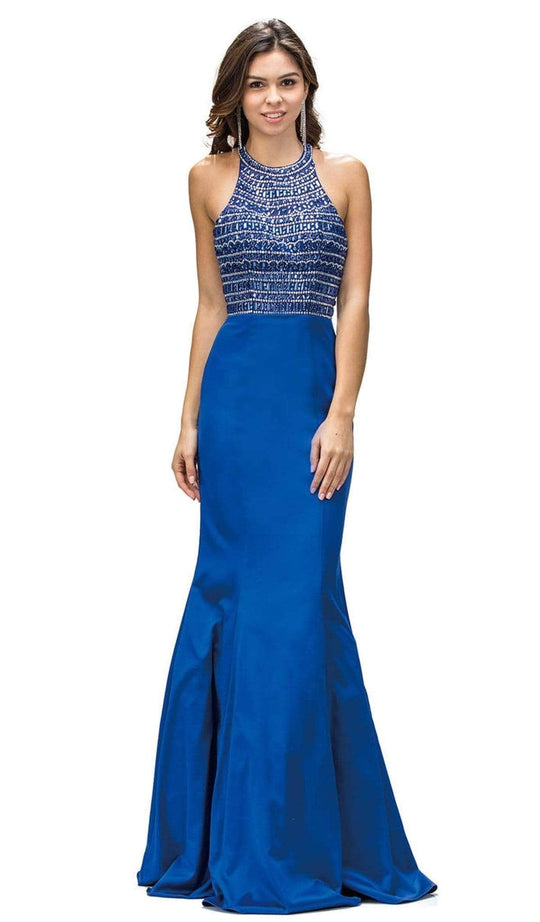 Dancing Queen 9355 - Halter Mermaid Evening Gown Evening Dresses XS / Royal Blue