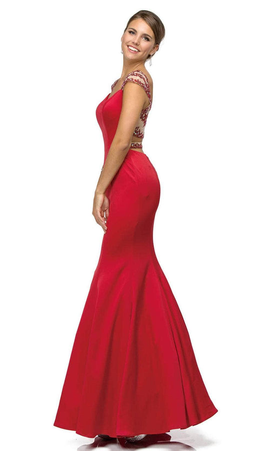 Dancing Queen 9454 - Sheer Scoop Back Mermaid Prom Gown