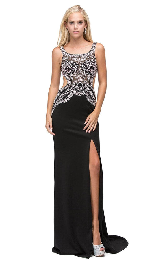 Dancing Queen 9612 - Scoop Beaded Illusion Prom Gown