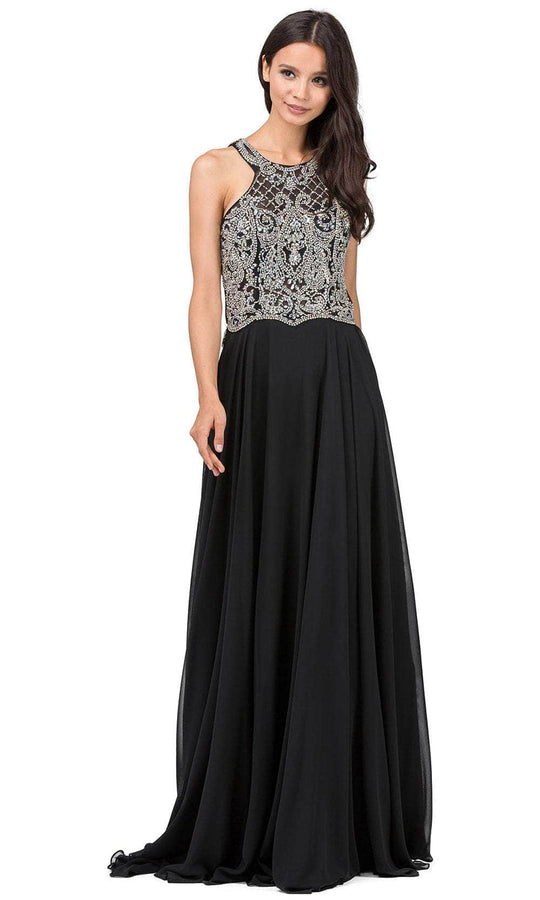 Dancing Queen 9740 - Crystal Beaded Halter Prom Gown