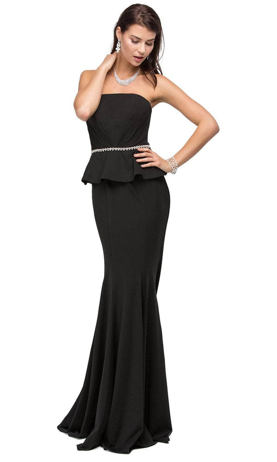 Dancing Queen 9753 - Strapless Peplum Waist Prom Gown