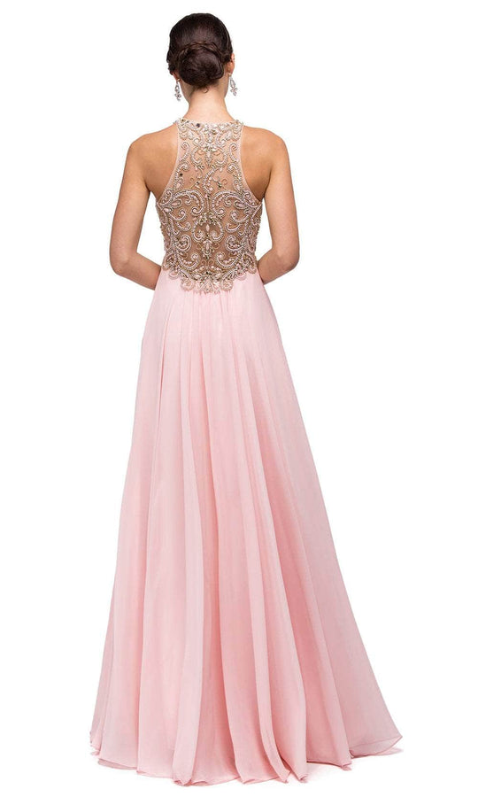 Dancing Queen 9776 - Illusion Racer Back A-Line Prom Gown