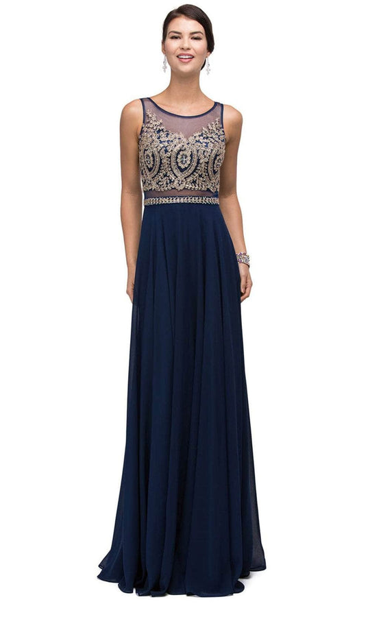 Dancing Queen 9856 - Illusion Back Sequin Prom Gown