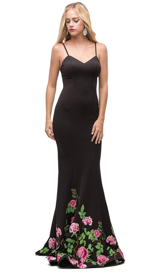 Dancing Queen 9940 - Sleeveless Embroidered Hem Prom Gown