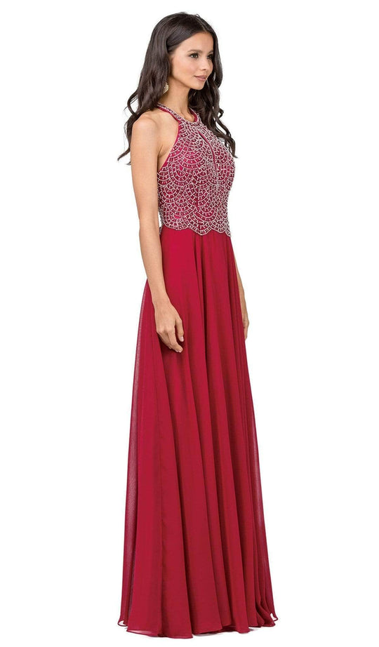 Dancing Queen - Bead Embellished Halter Evening Dress 2402 - 1 pc Blush In Size M Available