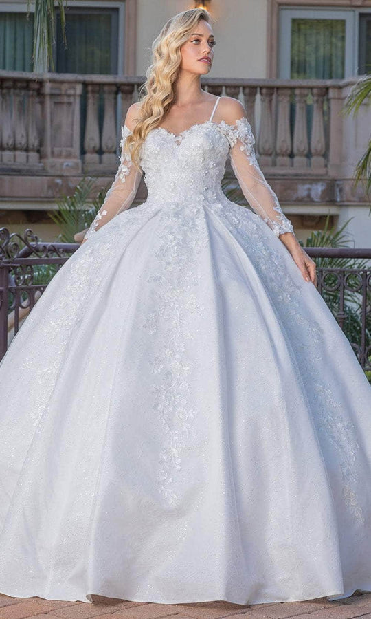 Dancing Queen Bridal 0269 - Floral Applique Cold Shoulder Ballgown