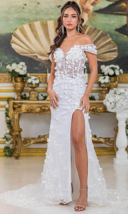 Dancing Queen Bridal 0285 - Floral Sheath Gown with Slit