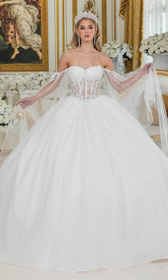 Dancing Queen Bridal 0294 - Detachable Sleeve Embroidered Ballgown