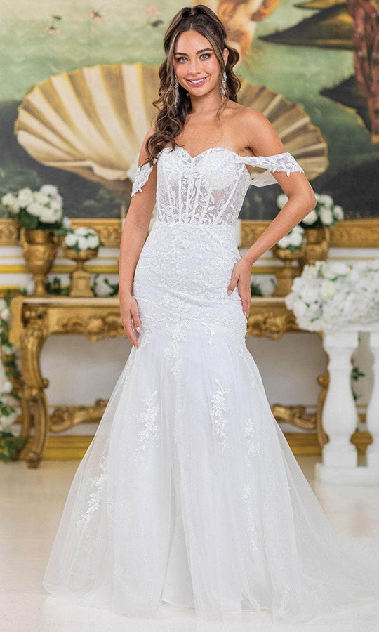 Dancing Queen Bridal 0296 - Off Shoulder Embroidered Trumpet Dress