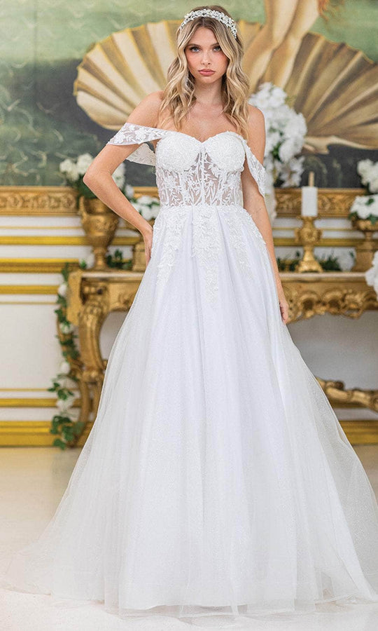 Dancing Queen Bridal 0297 - Lace Appliqued Corset A-line Dress