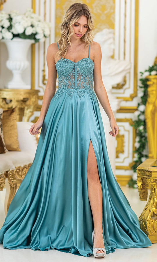 Dancing Queen Bridal 0310 - Applique Illusion Corset Sleeveless Gown
