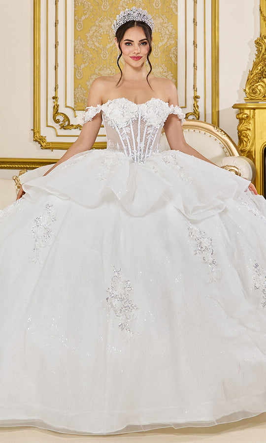 Dancing Queen Bridal 0317 - Embroidered Lace Illusion Basque Gown