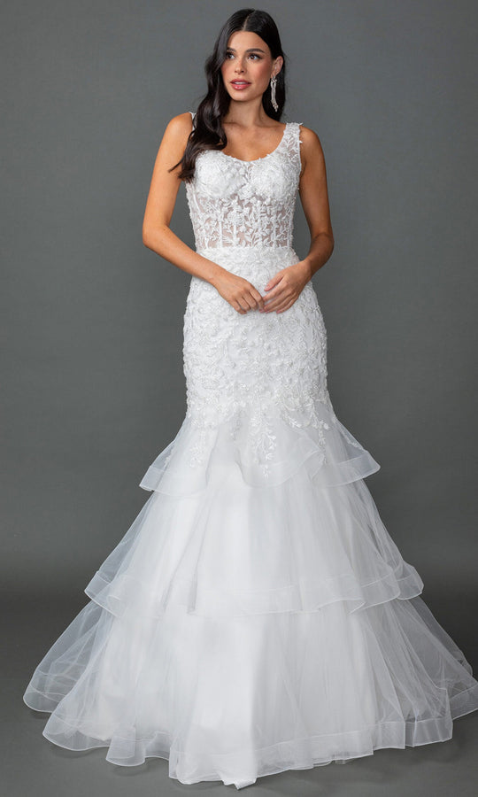 Dancing Queen Bridal 0320 - Wide Strap Embroidered Applique Long Gown