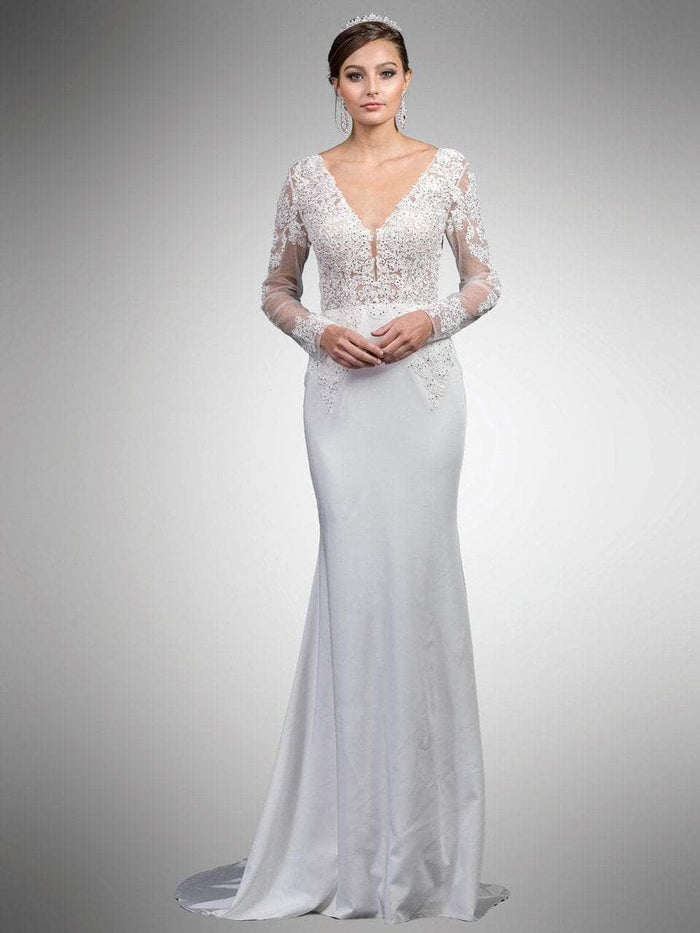 Dancing Queen Bridal 52 - Embroidered Sheath Bridal Dress Bridal Dresses XS / Off White