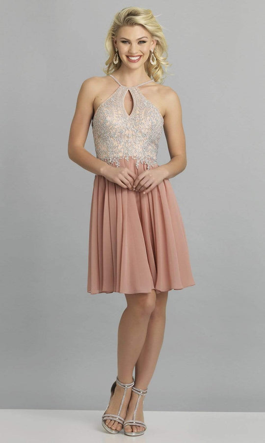 Dave & Johnny - A7143 Embellished Halter A-Line Cocktail Dress