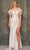 Dave & Johnny 11007 - Feathered Sleeve Sheath Prom Gown Special Occasion Dress 00 / White