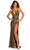 Dave & Johnny 11159 - Crisscross Back Sequin Prom Gown Special Occasion Dress 00 / Olive Green