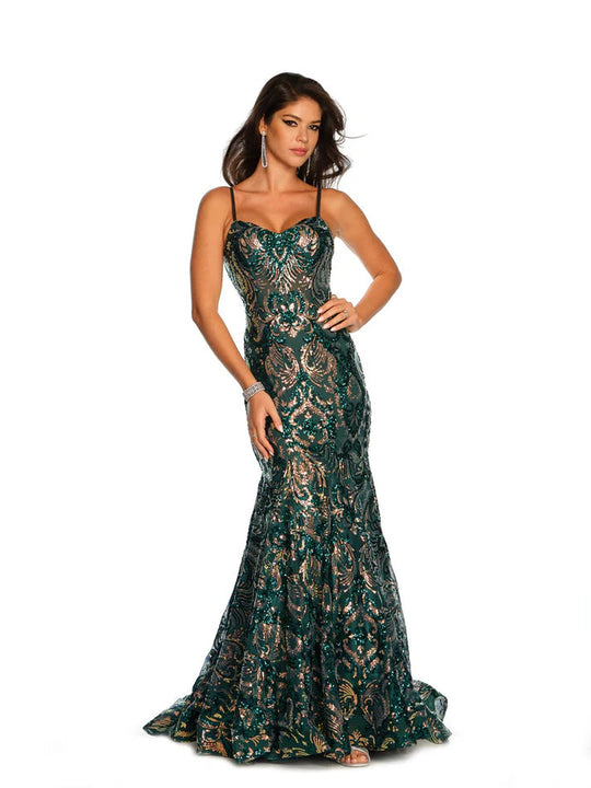 Dave & Johnny 11225 - Sweetheart Embroidered Sequin Prom Gown