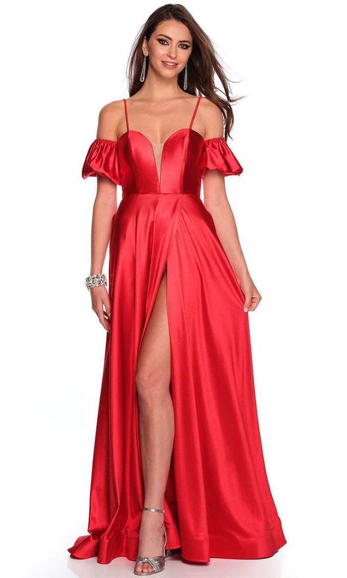 Dave & Johnny 11228 - Plunging Sweetheart Satin Prom Gown Special Occasion Dress 00 / Red