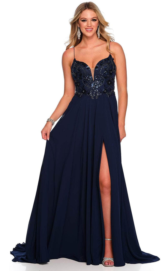 Dave & Johnny 11241 - Cutout Back Flowy A-Line Prom Gown