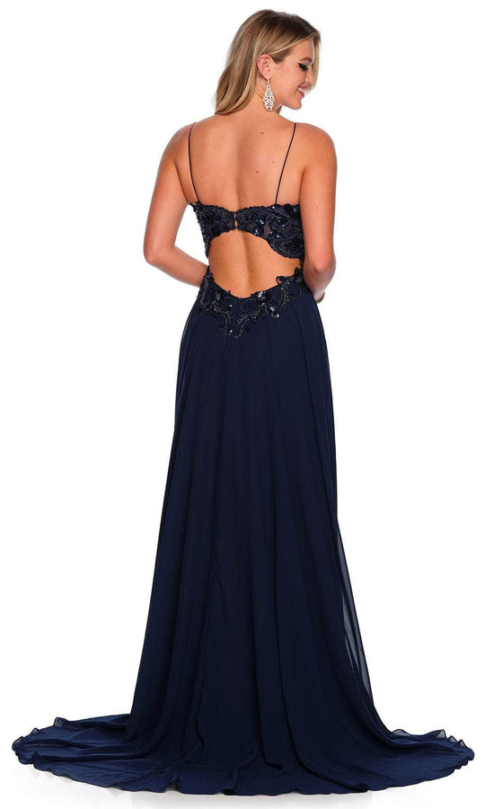 Dave & Johnny 11241 - Cutout Back Flowy A-Line Prom Gown