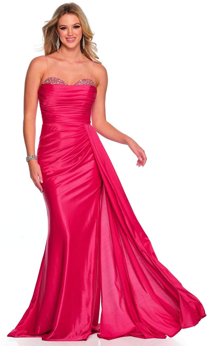 Dave & Johnny 11290 - Sweetheart Ruched Satin Prom Gown Special Occasion Dress 00 / Red