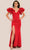 Dave & Johnny 11314 - Ruffled Sleeve Sheath Formal Gown Special Occasion Dress 00 / Red