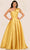 Dave & Johnny 11337 - Bow Accented One Shoulder Formal Gown Special Occasion Dress 00 / Mustard