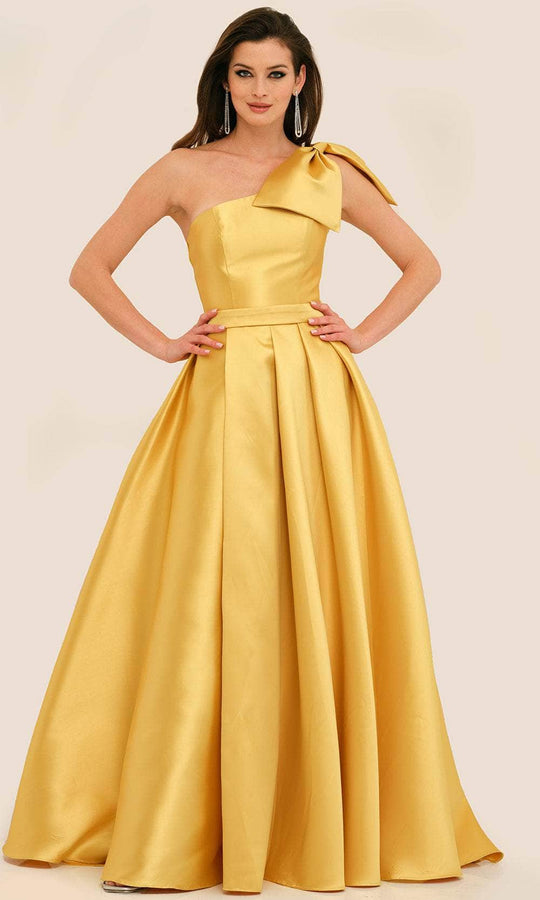 Dave & Johnny 11337 - Bow Accented One Shoulder Formal Gown