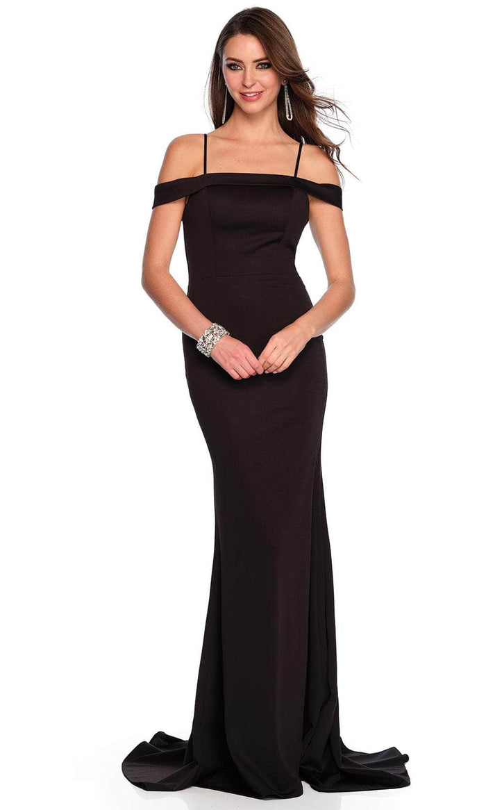 Dave & Johnny 11399 - Cold Shoulder Fitted Bodice Prom Gown Special Occasion Dress 00 / Black