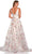 Dave & Johnny 11427 - Plunging V-Neck Floral Printed Prom Gown Special Occasion Dress