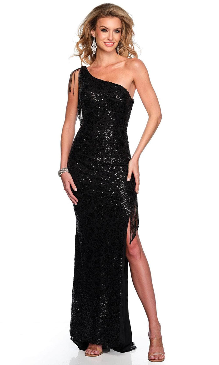 Dave & Johnny 11433 - Sequin Asymmetrical Neck Evening Gown Special Occasion Dress