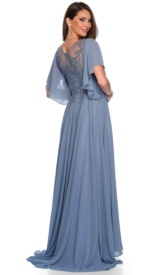 Dave & Johnny 11676 - Flutter Sleeve Embellished Formal Gown