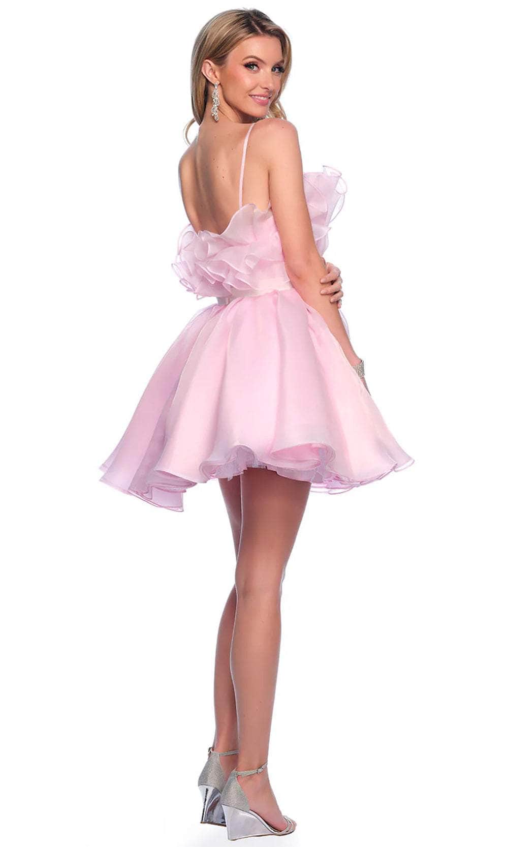 Dave & Johnny 11730 - Ruffled Neckline Ribbon Belt Cocktail Dress ...