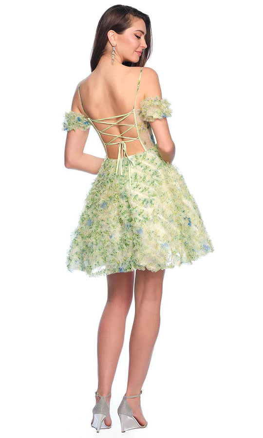 Dave & Johnny 11767 - Cold Shoulder Printed Cocktail Dress