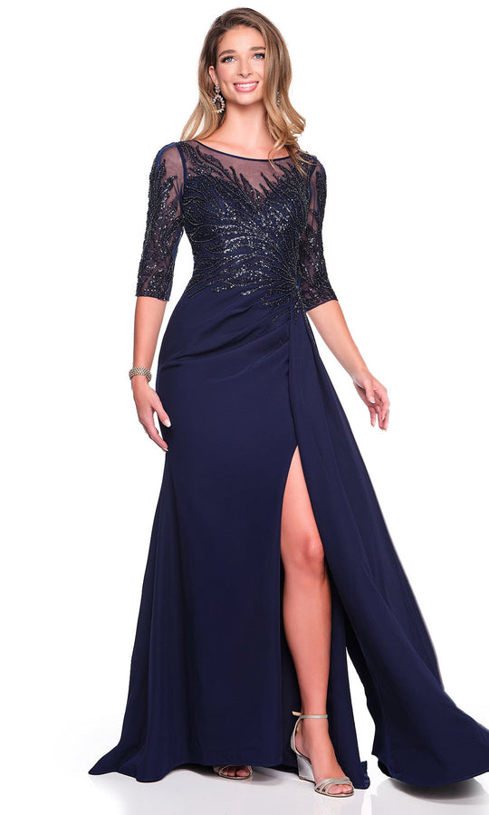 Dave & Johnny 12363 - Three-Quarter Sleeve Fitted Dress with Side Sash