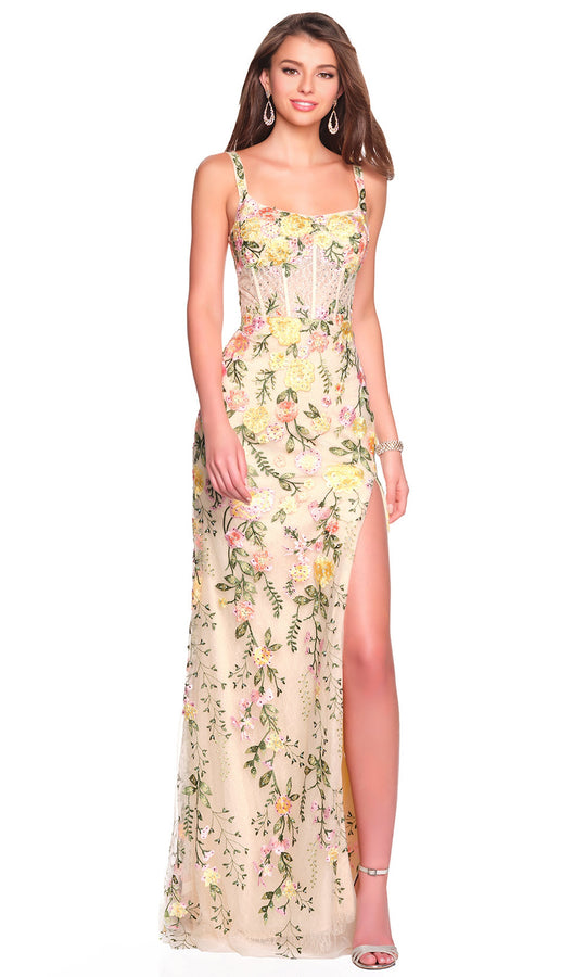 Dave & Johnny 12487 - Embroidered Scoop Neck Prom Dress