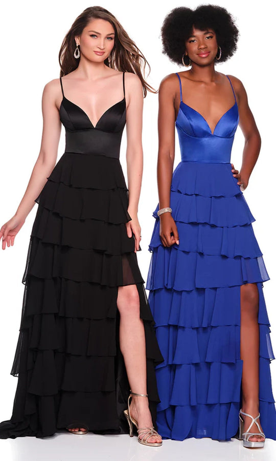 Dave & Johnny 12724 - V-Neckline Flowy Ruffle Dress