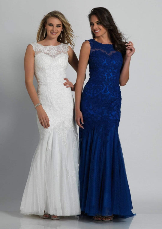 Dave & Johnny - 1937 Lace Applique Tulle Trumpet Gown