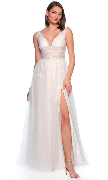 chinese dress ladies Ladivine CD928 Long Lace Mermaid Wedding Dress Plunging Neckline Brida –  Glass Slipper Formals main image 0