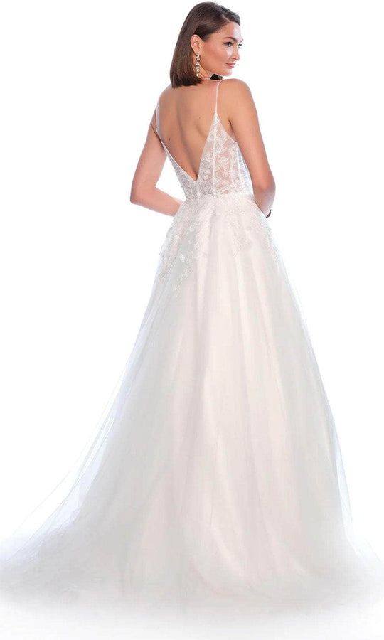 Dave & Johnny Bridal 11834 - V-Neck Embroidered Bridal Gown
