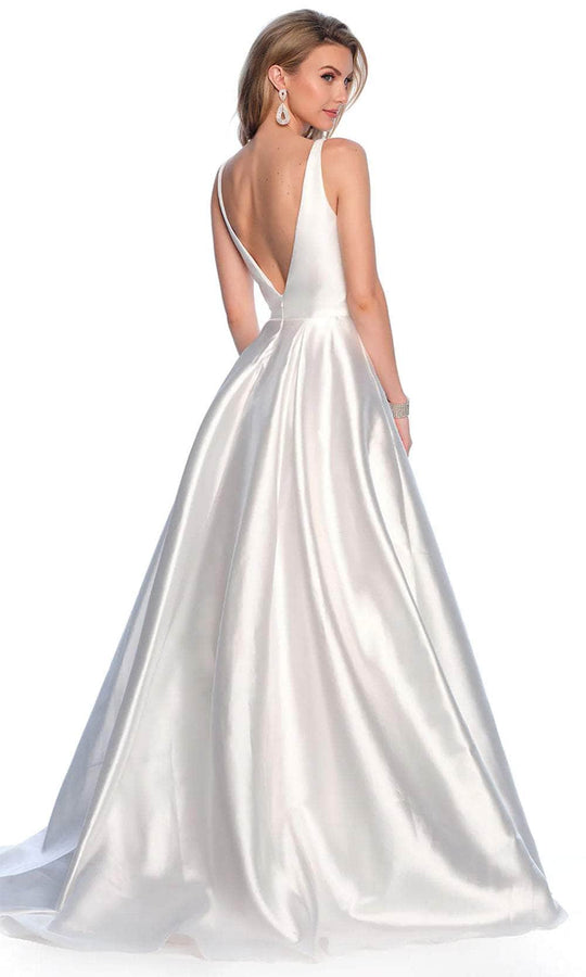 Dave & Johnny Bridal 12118 - Plunging Satin Bridal Gown