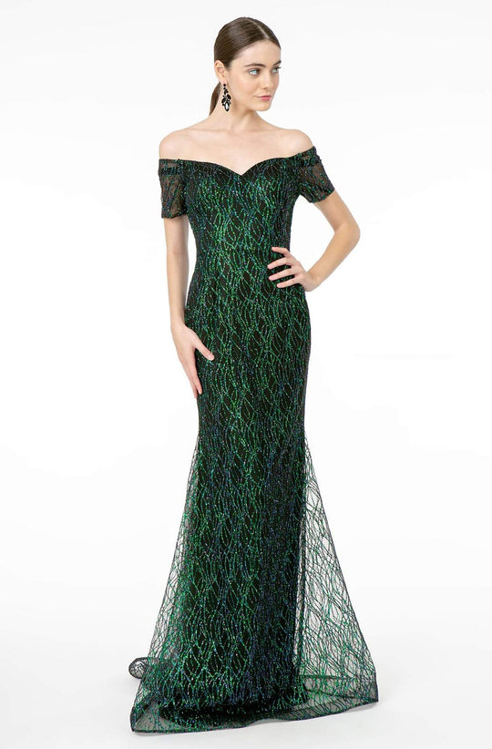 Elizabeth K - GL1846 Short Sleeve Glimmer Long Mermaid Gown