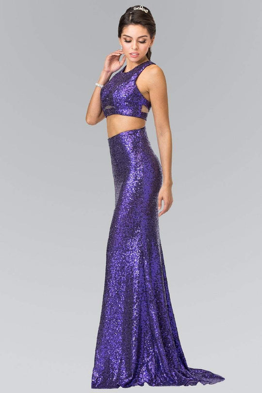 Elizabeth K - GL2333 Mock Two-Piece Sequined Sheath Gown