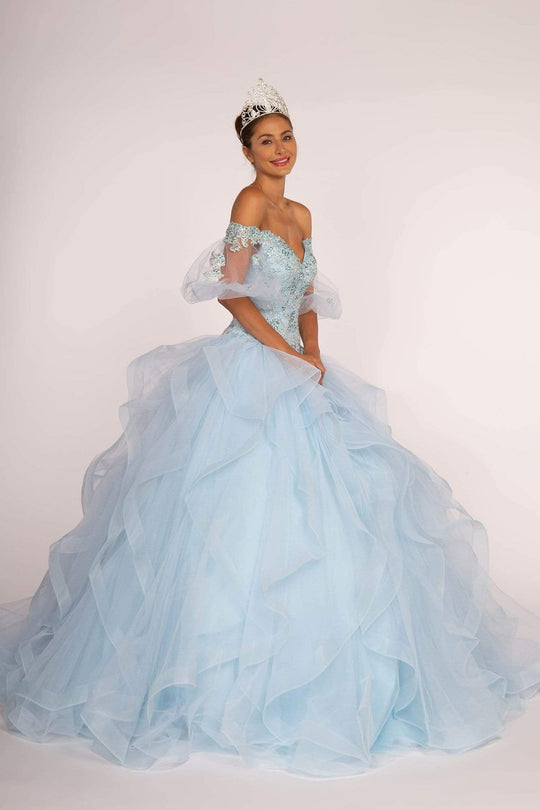 Elizabeth K - GL2601 Beaded Off-Shoulder Ruffed Ballgown